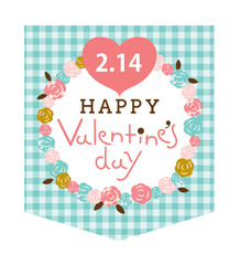 バラの花を散りばめたバレンタインのタイトル