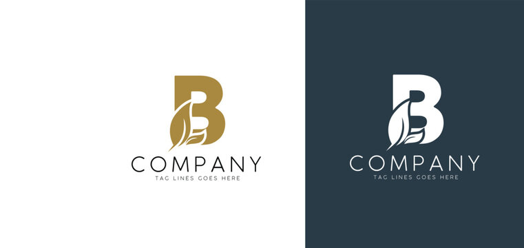 Letter B with leaf logo vector Illustration element, A alphabet logo Organic leaf, suitable for business brand logo