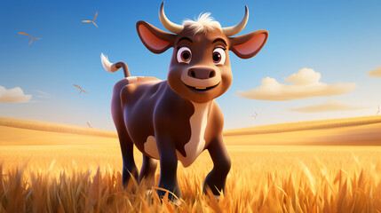 Cute Cartoon Bull Character