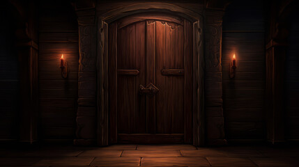 Fototapeta na wymiar Illustration of an isolated closed wooden door
