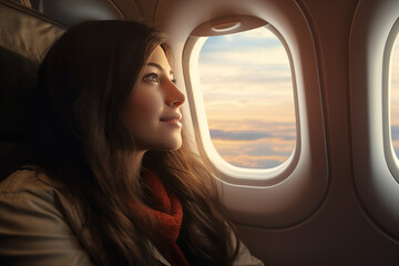 Fototapeta na wymiar woman in the airplane