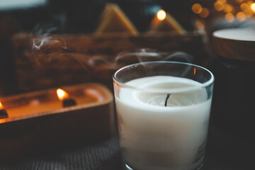Smoke from an extinguished candle cozy photo