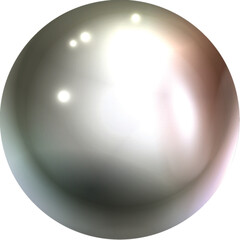 Chrome steel ball realistic isolated on transparent background, black pearl illustration