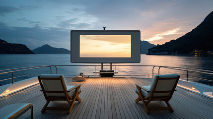 Yacht cinema on sleek modern deck minimalist high-tech design