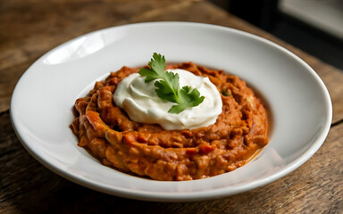 Capture the essence of Refried Beans in a mouthwatering food photography shot Generative AI