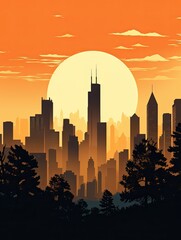 Iconic City Skyline Silhouette Wall Art: Capturing Skyscrapers and Landmarks in Stunning Detail