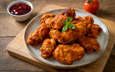 Capture the essence of Korean Fried Chicken in a mouthwatering food photography shot Generative AI