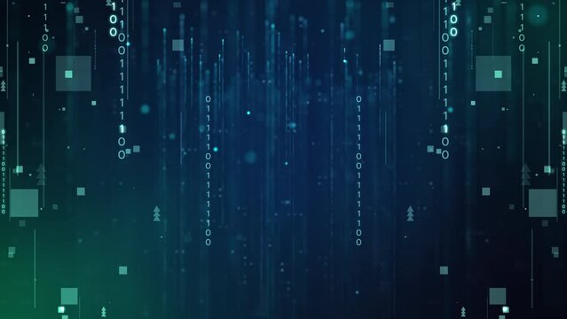Technology digital data transfer cyberspace background concept. Abstract particle futuristic network connections cybersecurity high tech dark blue background.