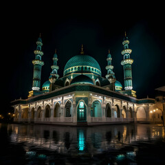 Fototapeta na wymiar Mosque at night in Kuala Terengganu- Malaysia