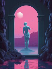 Vibrant Visions: Pop Culture Palette and Surreal Landscapes - Cool Vaporwave Art from the 80s and 90s - obrazy, fototapety, plakaty