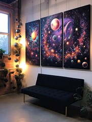 Celestial Dreamscape: Captivating Cosmic Wall Art with Galaxies, Nebulae, and Celestial Bodies