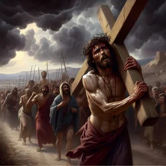 Foto op Canvas Way of the Cross, Jesus Christ passion © masterofmoments