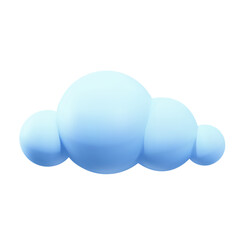 Light blue 3d cloud. Render cartoon cloud icon. Vector illustration isolated on white background.