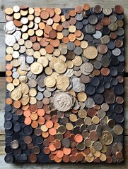 Currency Wall Art: Creative Layout of Old and Foreign Coins and Banknotes