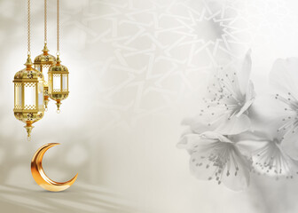 Ramadan Kareem. Islamic greeting template with ramadan for wallpaper . golden color islamic ramadan greeting background
