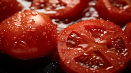 Chopped juicy red tomatoes, close up
