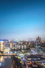 Fototapeta na wymiar Aerial photography of night scenes in the old city of Hangzhou