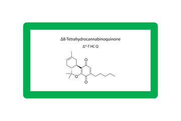 Δ8-THCQ -  Δ8-Tetrahydrocannabinoquinone molecular skeletal structure. Cannabinoid chemical structure vector illustration on green background.