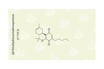 Δ8-THCQ -  Δ8-Tetrahydrocannabinoquinone molecular skeletal structure. Cannabinoid chemical structure vector illustration on green background.