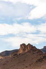 Low-angle view of rock formations against the sky in Setif, Algeria.
