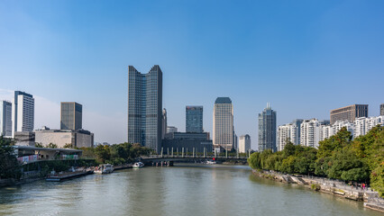 Fototapeta na wymiar Urban landscape on both sides of the Hangzhou Grand Canal