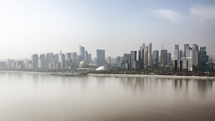 Fototapeta na wymiar Close up of Hangzhou Qiantang Riverside Financial Center