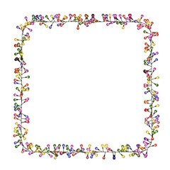 Obraz premium This 3D illustration showcases a square frame of vibrant string lights, great for party decor. PNG