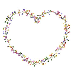 Experience the festive spirit with this 3D illustration of a heart frame, adorned with vibrant string lights. PNG