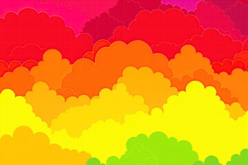 Obraz premium A colorful bright abstract background with vivid clouds. Flat illustration. Design. Repetition. Magenta, pink, yellow, crimson color gradients. Subtle shades. Psychedelic. Backdrop. Inlay