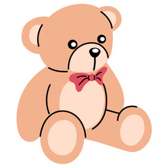 Cute brown teddy bear with red bow
