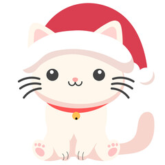 Cute white cat with santa hat