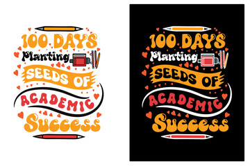 100 days of school t-shirt design vector
