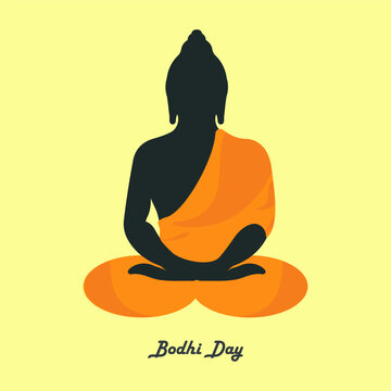 Bodhi Day. Gautama Buddha vector, illustration. 