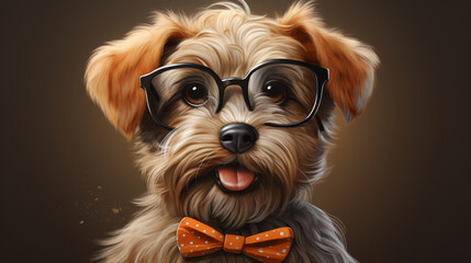 Cute Cartoon Dog Wearing Glasses