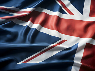 United Kingdom national flag background, UK flag weaving made by silk cloth fabric, UK background, ai generated image
