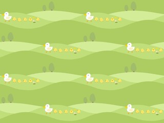 アヒルのシームレスパターン　A-2 © Sachi