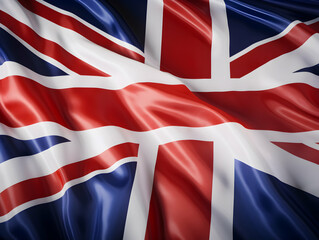 United Kingdom national flag background, UK flag weaving made by silk cloth fabric, UK background, ai generated image