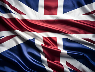 United Kingdom national flag background, UK flag weaving made by silk cloth fabric, UK background, ai generated image
