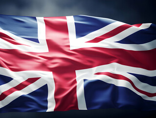 United Kingdom national flag background, UK flag weaving made by silk cloth fabric, UK background, ai generated image