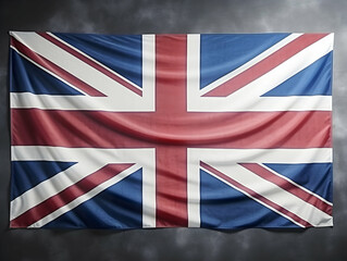 United Kingdom national flag background, UK flag weaving made by silk cloth fabric, UK background, ai generated image