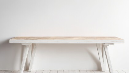 Fototapeta na wymiar An empty wooden table on a white background