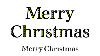 メリークリスマスの英語の文字、おしゃれな手書き風のテキスト。ベクターイラスト英字素材白背景