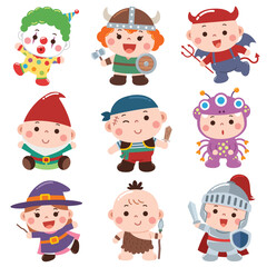 Vector illustration of Cartoon Baby character. Costume Baby collection