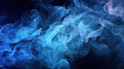 Shiny smoke, Glitter fluid, Ink water, Magic mist, Blue color particles texture paint vapor