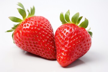 A couple of fresh strawberries, a vibrant heap of red berries—juicy, sweet, and tempting. Healthy delicacy.