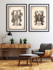 Iconic Inventions and Architectural Wonders: Historical Blueprints Wall Art Collection