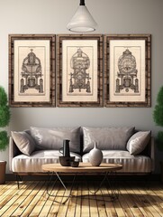 Iconic Inventions and Architecture: Historical Blueprints Wall Art