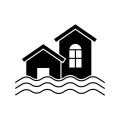 flooded house icon vector