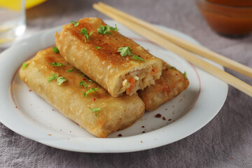 Spring rolls - a typical dish in Chinese and other Southeast Asian cuisines	