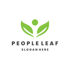 people leaf logo template vector illustration design